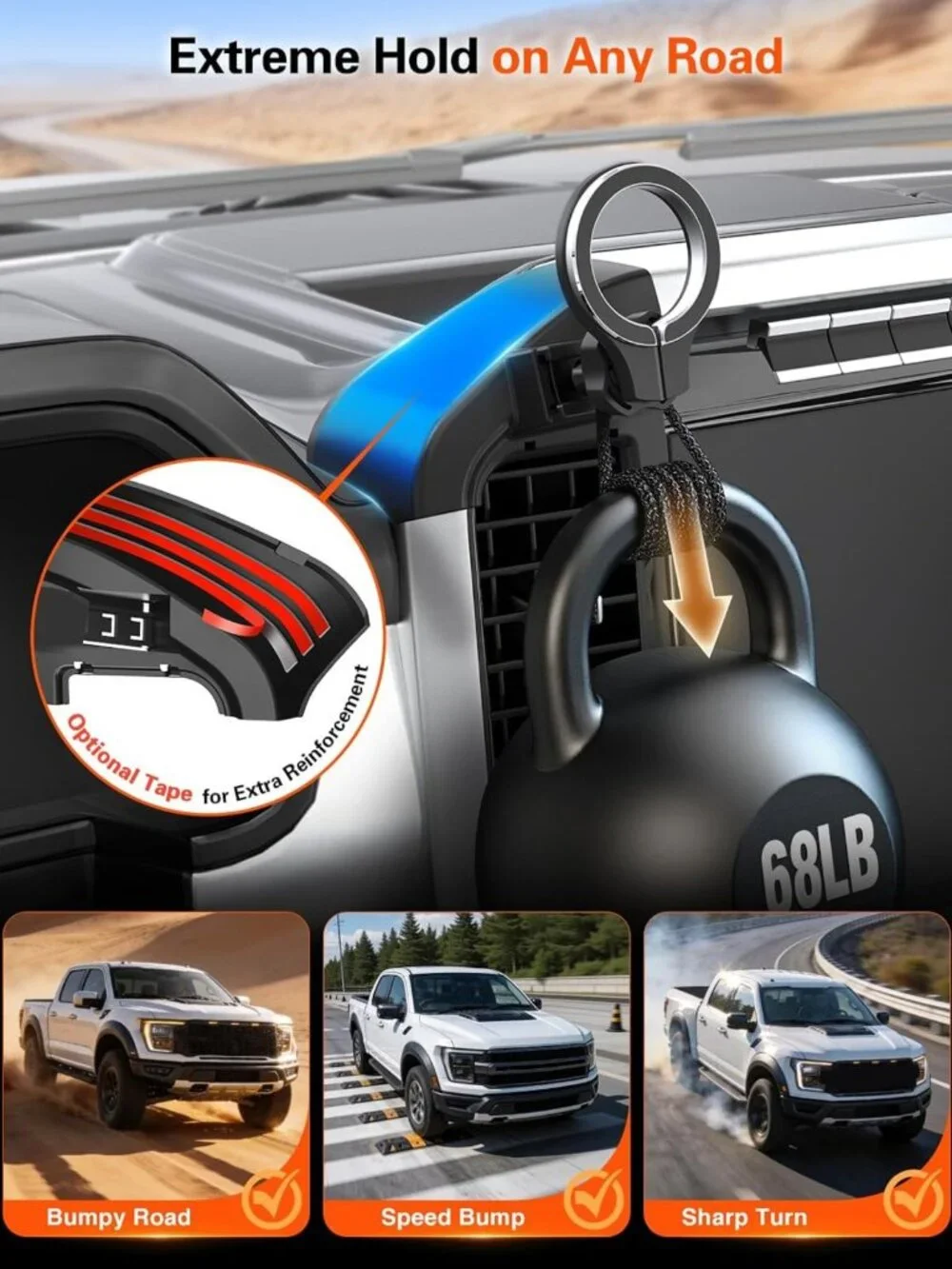 Magnetic Phone Mount for Ford F150 2021-2026, Adjustable Dashboard Holder for